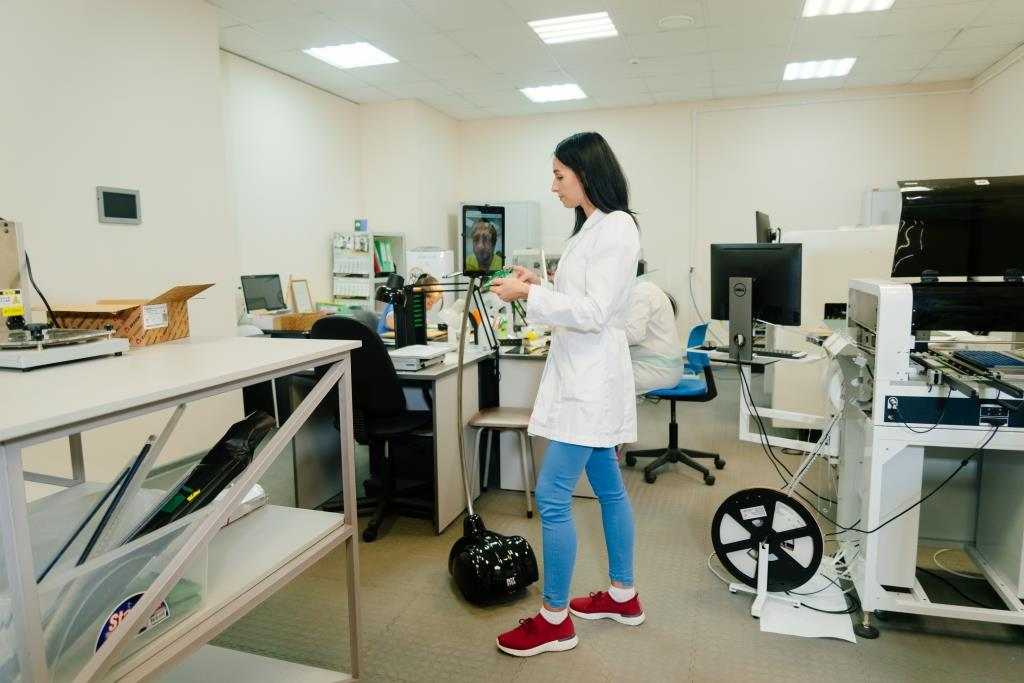 BotEyes Telepresence robot in printed board mounting factory